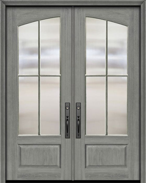 WDMA 72x96 Door (6ft by 8ft) Exterior Mahogany 36in x 96in Double Square Top Arch 4 Lite SDL DoorCraft Door 1