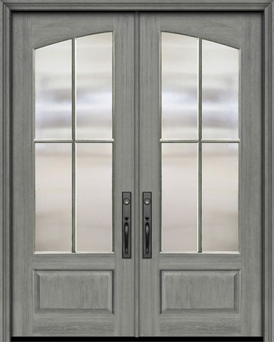 WDMA 72x96 Door (6ft by 8ft) Exterior Mahogany 36in x 96in Double Square Top Arch 4 Lite SDL DoorCraft Door 1