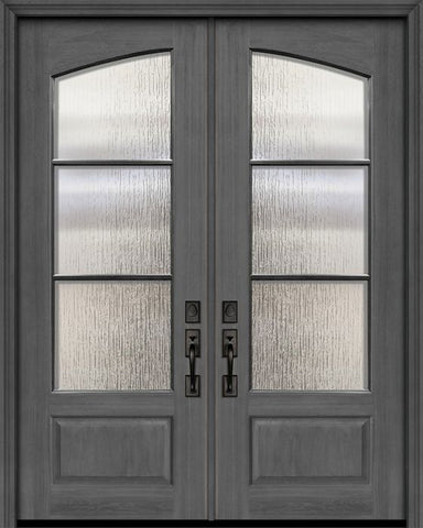 WDMA 72x96 Door (6ft by 8ft) Exterior Mahogany 36in x 96in Double Square Top Arch 3 Lite SDL DoorCraft Door 1