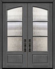 WDMA 72x96 Door (6ft by 8ft) Exterior Mahogany 36in x 96in Double Square Top Arch 3 Lite SDL DoorCraft Door 1