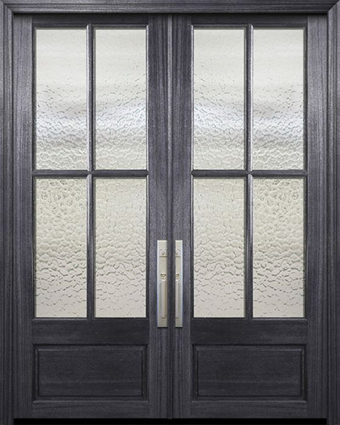 WDMA 72x96 Door (6ft by 8ft) French Mahogany 96in Double 4 Lite TDL DoorCraft Door w/Textured Glass 1