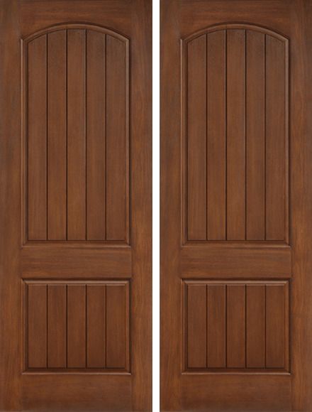 WDMA 72x96 Door (6ft by 8ft) Exterior Rustic 8ft 2 Panel Plank Soft Arch Classic-Craft Collection Double Door Granite Full Lite 1