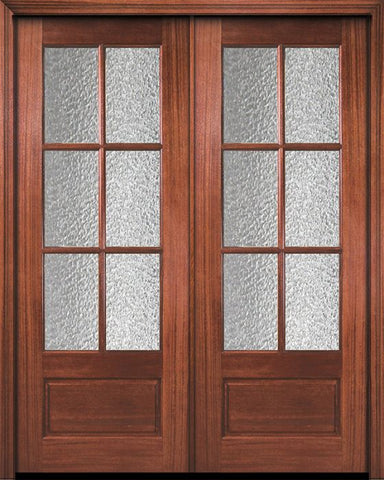 WDMA 72x96 Door (6ft by 8ft) Patio Mahogany 96in Double 6 Lite TDL DoorCraft Door w/Textured Glass 1