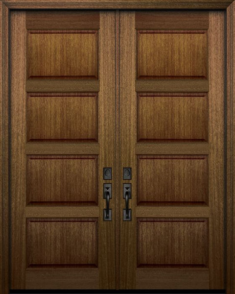 WDMA 72x96 Door (6ft by 8ft) Exterior Mahogany 96in Double 4 Panel DoorCraft Door 1