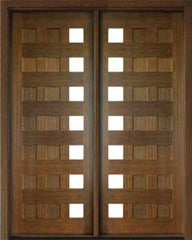 WDMA 72x96 Door (6ft by 8ft) Exterior Swing Mahogany Milan 14 Panel 7 Lite Double Door 1