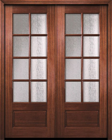 WDMA 72x96 Door (6ft by 8ft) Patio Mahogany 96in Double 8 Lite TDL DoorCraft Door w/Textured Glass 1