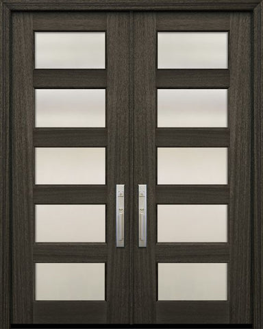 WDMA 72x96 Door (6ft by 8ft) Exterior Mahogany 36in x 96in Double 5 lite TDL Continental DoorCraft Door w/Textured Glass 1