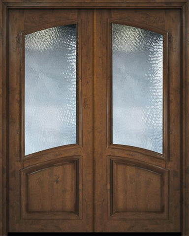 WDMA 72x96 Door (6ft by 8ft) Exterior Knotty Alder 36in x 96in Double Square Top Arch Lite Smooth Panel Estancia Alder Door 1