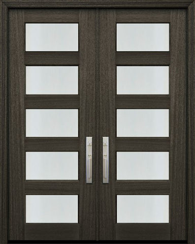 WDMA 72x96 Door (6ft by 8ft) Exterior Mahogany 36in x 96in Double 5 lite TDL Continental DoorCraft Door w/Bevel IG 1