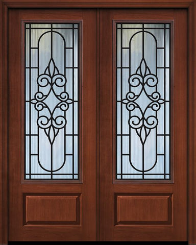 WDMA 72x96 Door (6ft by 8ft) Exterior Cherry Pro 96in Double 1 Panel 3/4 Lite Salento Door 1