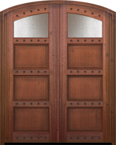WDMA 72x96 Door (6ft by 8ft) Exterior Mahogany 96in Double Arch Top 1 Lite Continental DoorCraft Door w/Textured Glass 1