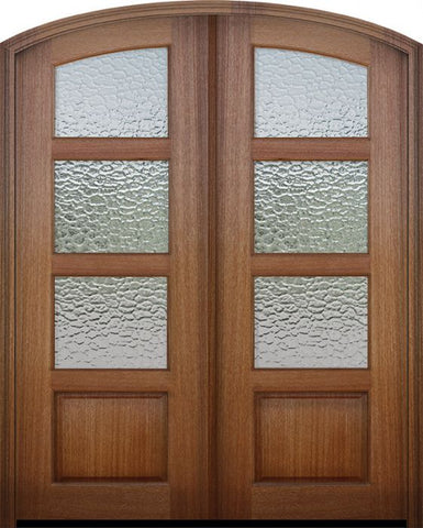 WDMA 72x96 Door (6ft by 8ft) Exterior Mahogany 96in Double Arch Top 3 Lite Continental TDL DoorCraft Door w/Textured Glass 1