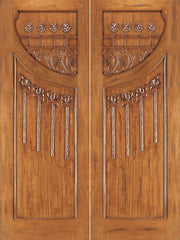 WDMA 72x96 Door (6ft by 8ft) Exterior Mahogany AN-2010-2 Hand Carved 2-Panel Art Nouveau Double Door 1
