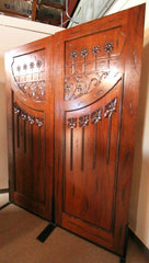 WDMA 72x96 Door (6ft by 8ft) Exterior Mahogany AN-2010-2 Hand Carved 2-Panel Art Nouveau Double Door 2
