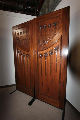 WDMA 72x96 Door (6ft by 8ft) Exterior Mahogany AN-2010-2 Hand Carved 2-Panel Art Nouveau Double Door 3
