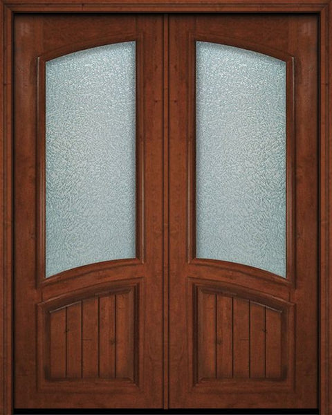 WDMA 72x96 Door (6ft by 8ft) Exterior Knotty Alder 36in x 96in Double Square Top Arch Lite V-Grooved Panel Estancia Alder Door 1