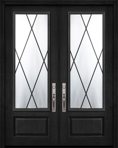 WDMA 72x96 Door (6ft by 8ft) Exterior Cherry Pro 96in Double 1 Panel 3/4 Lite Sandringham Door 1