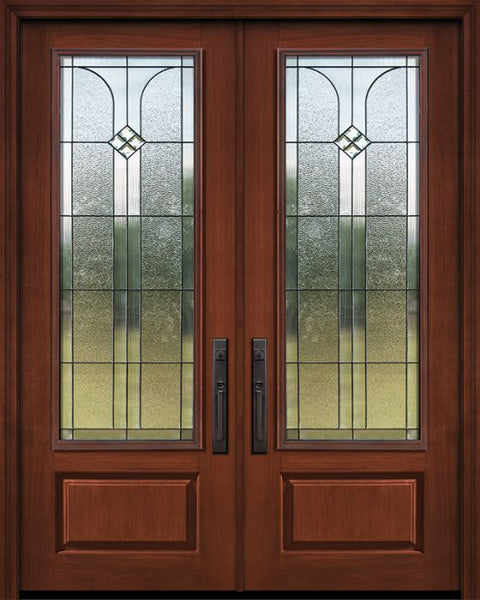 WDMA 72x96 Door (6ft by 8ft) Exterior Cherry Pro 96in Double 1 Panel 3/4 Lite Cantania Door 1