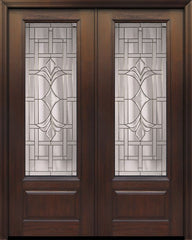 WDMA 72x96 Door (6ft by 8ft) Exterior Cherry Pro 96in Double 1 Panel 3/4 Lite Marsala Door 1