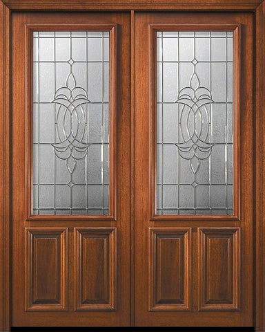 WDMA 72x96 Door (6ft by 8ft) Exterior Mahogany 36in x 96in Double 2/3 Lite Colonial 2 Panel DoorCraft Door 1