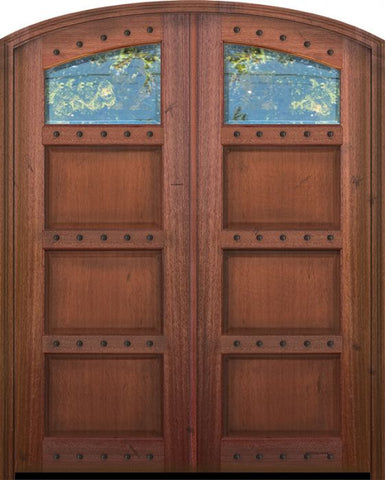 WDMA 72x96 Door (6ft by 8ft) Exterior Mahogany 96in Double Arch Top 1 Lite Continental DoorCraft Door w/Bevel IG 1