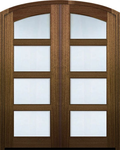 WDMA 72x96 Door (6ft by 8ft) Exterior Mahogany 96in Double Arch Top 4 Lite Continental TDL DoorCraft Door w/Bevel IG 1