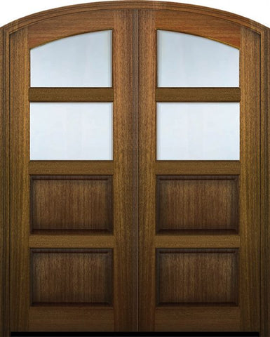 WDMA 72x96 Door (6ft by 8ft) Exterior Mahogany 96in Double Arch Top 2 Lite Continental TDL DoorCraft Door w/Bevel IG 1
