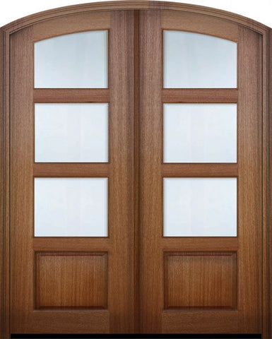 WDMA 72x96 Door (6ft by 8ft) Exterior Mahogany 96in Double Arch Top 3 Lite Continental TDL DoorCraft Door w/Bevel IG 1