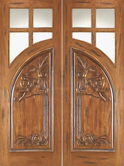 WDMA 72x96 Door (6ft by 8ft) Exterior Mahogany AN-2011-2 4 Lite Tempere Solid Entry TDL Double Door 1