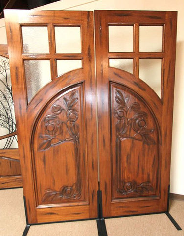 WDMA 72x96 Door (6ft by 8ft) Exterior Mahogany AN-2011-2 4 Lite Tempere Solid Entry TDL Double Door 4