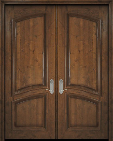 WDMA 72x96 Door (6ft by 8ft) Exterior Knotty Alder 36in x 96in Double Square Top Arch 2 Panel Estancia Alder Door 1