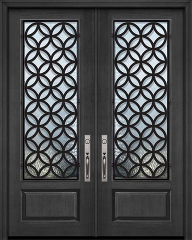 WDMA 72x96 Door (6ft by 8ft) Exterior Cherry Pro 96in Double 1 Panel 3/4 Lite Eclectic Steel Grille Door 1