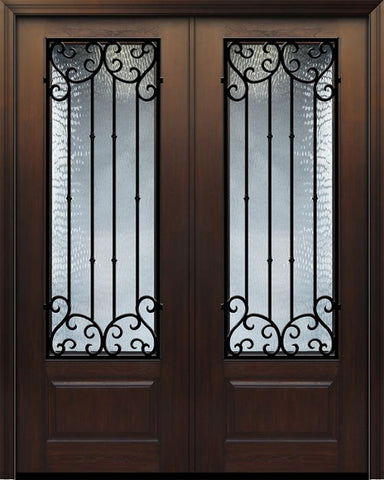 WDMA 72x96 Door (6ft by 8ft) Exterior Cherry Pro 96in Double 1 Panel 3/4 Lite Valencia Door 1
