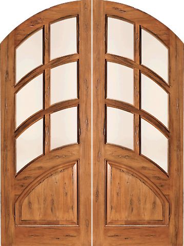 WDMA 72x96 Door (6ft by 8ft) Exterior Tropical Hardwood RS-1135 Arch Top 6 Lite Dual insulated Glass Rustic Solid Entry TDL Double Door 1