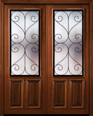 WDMA 72x96 Door (6ft by 8ft) Exterior Mahogany 36in x 96in Double 2/3 Lite Salado DoorCraft Door 1