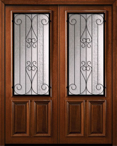 WDMA 72x96 Door (6ft by 8ft) Exterior Mahogany 36in x 96in Double 2/3 Lite Lavaca DoorCraft Door 1