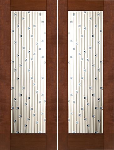 WDMA 72x96 Door (6ft by 8ft) Exterior Mahogany 2-1/4in Thick Contemporary Double Doors Art Glass 1