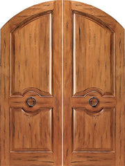 WDMA 72x96 Door (6ft by 8ft) Exterior Tropical Hardwood RS-1120 Arch Top Raised 2-Panel Rustic Hardwood Double Door w Knocker 1