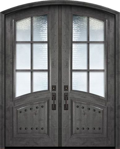 WDMA 72x96 Door (6ft by 8ft) Exterior Knotty Alder 36in x 96in Double Arch Top / Rail 6 Lite SDL Estancia Alder Door 1