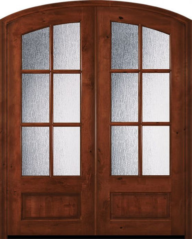 WDMA 72x96 Door (6ft by 8ft) Exterior Knotty Alder 96in Double 6 Lite Arch Top TDL Estancia Alder Door w/Textured Glass 1