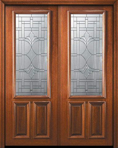 WDMA 72x96 Door (6ft by 8ft) Exterior Mahogany 36in x 96in Double 2/3 Lite Marsala Door 1