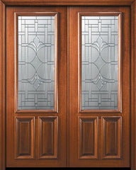 WDMA 72x96 Door (6ft by 8ft) Exterior Mahogany 36in x 96in Double 2/3 Lite Marsala Door 1