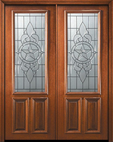 WDMA 72x96 Door (6ft by 8ft) Exterior Mahogany 36in x 96in Double 2/3 Lite Brazos Door 1
