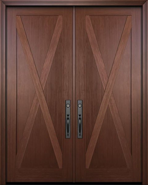 WDMA 72x96 Door (6ft by 8ft) Exterior Fir 96in Double Shaker X Panel Door 1