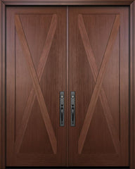 WDMA 72x96 Door (6ft by 8ft) Exterior Fir 96in Double Shaker X Panel Door 1