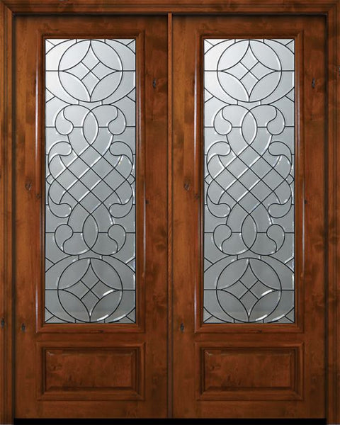 WDMA 72x96 Door (6ft by 8ft) Exterior Knotty Alder 96in Double 3/4 Lite Savoy Alder Door 1
