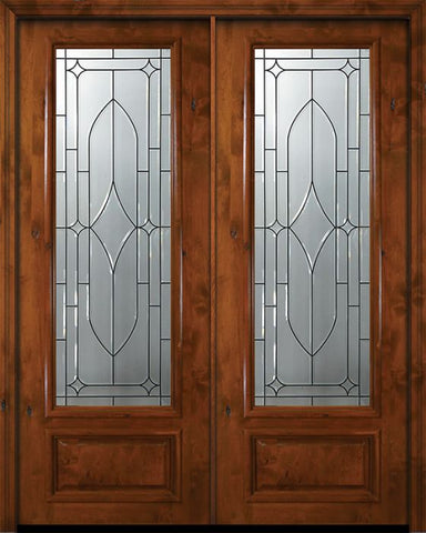 WDMA 72x96 Door (6ft by 8ft) Exterior Knotty Alder 96in Double 3/4 Lite Bourbon Street Alder Door 1
