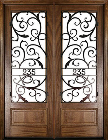 WDMA 72x96 Door (6ft by 8ft) Exterior Swing Mahogany Wakefield Double Door w Iron #2 1