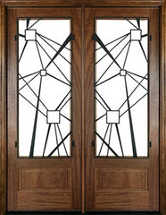 WDMA 72x96 Door (6ft by 8ft) Exterior Swing Mahogany Wakefield Double Door w Iron #1 1