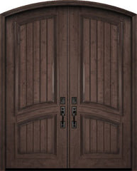 WDMA 72x96 Door (6ft by 8ft) Exterior Knotty Alder 36in x 96in Double Arch Top 2 Panel V-Grooved Estancia Alder Door 1